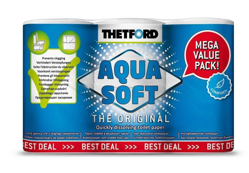 Бумага туалетная быстрорастворимая Thetford Aqua Soft (мега-упаковка, 6 больших рулонов) - фото 1 - id-p128088606