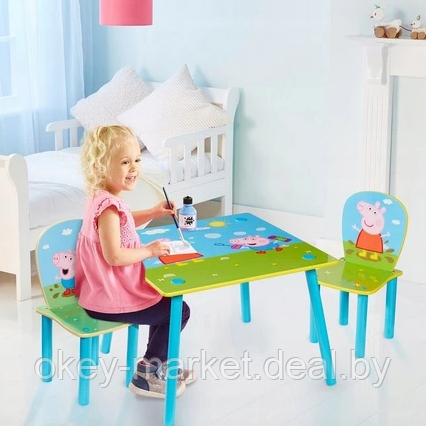 Журнальный столик со стульями для детей  Свинка Пеппа 8473, фото 2