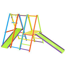 Комплекс Tigerwood Olimpic Plus: горка с трапецией + модуль площадка + гимнастический модуль + горка (цветной)
