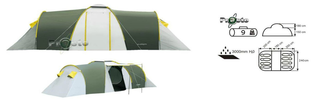 Палатка ACAMPER NADIR 8-местная зелёная/синяя - фото 2 - id-p98258055