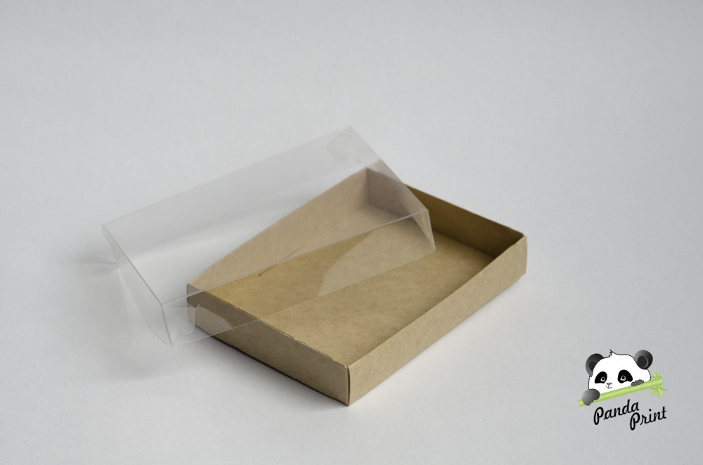 Упаковка для конфет с прозрачной крышкой 140х105х25 крафт