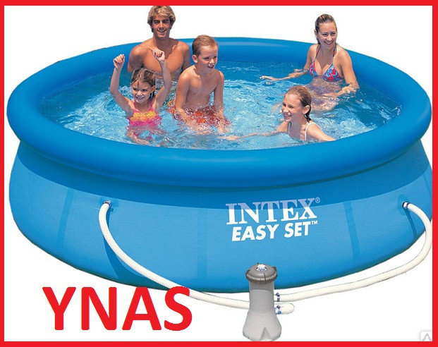 Детский надувной круглый бассейн Intex арт. 56932, размер 366*91 см с фильтром для детей и взрослых большой