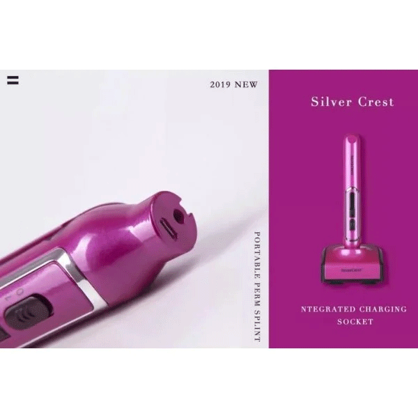 Щипцы-утюжок для завивки волос беспроводные Silver crest Portable hair curler (Розовый) - фото 3 - id-p128161396
