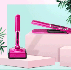 Щипцы-утюжок для завивки волос беспроводные Silver crest Portable hair curler (Розовый)