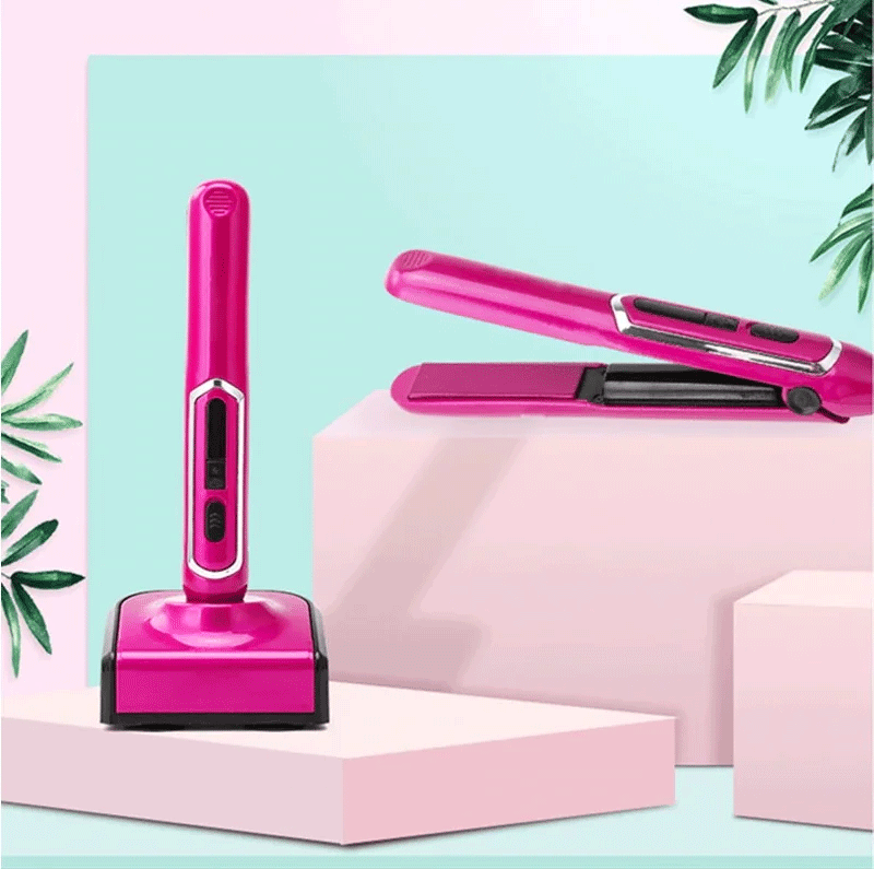 Щипцы-утюжок для завивки волос беспроводные Silver crest Portable hair curler (Розовый) - фото 1 - id-p128161396