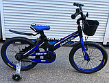 Детский велосипед Delta Prestige 18"+ шлем 2020 (черный/синий) матовой магниевой рамой и обычными спицованными, фото 2