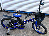 Детский велосипед Delta Prestige 18"+ шлем 2020 (черный/синий) матовой магниевой рамой и обычными спицованными, фото 3