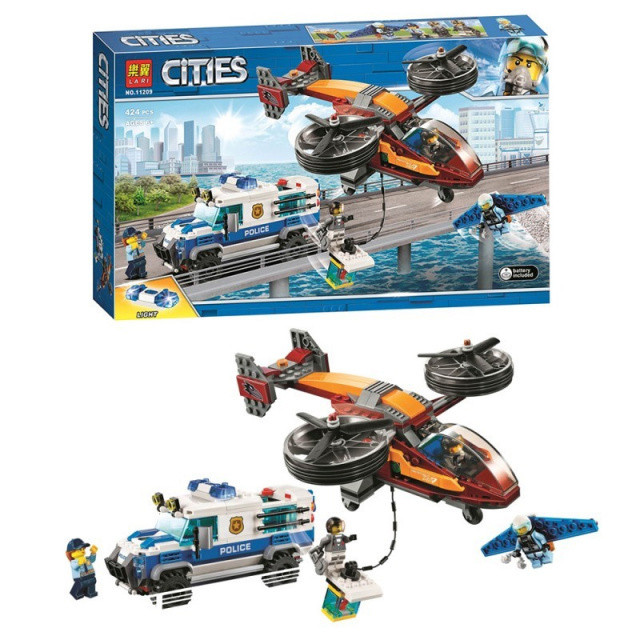 Конструктор Lari 11209 Cities Воздушная полиция: Кража бриллиантов (аналог Lego City 60209) 424 детали - фото 1 - id-p128360401