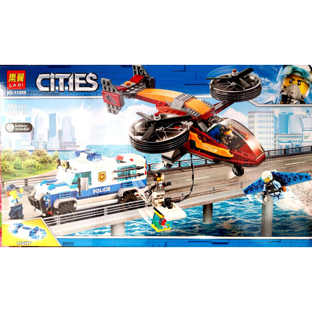 Конструктор Lari 11209 Cities Воздушная полиция: Кража бриллиантов (аналог Lego City 60209) 424 детали - фото 2 - id-p128360401