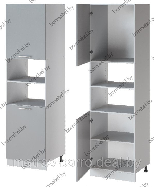 Кухонный шкаф-пенал для встраиваемой техники (корпус белый\фасад серый) под заказ