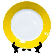 Тарелка керамическая 20см с желтым ободком