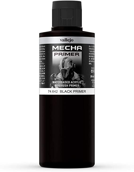 Грунт Mecha Primer акриловый полиуретановый, черный (Black), 200 мл, Vallejo