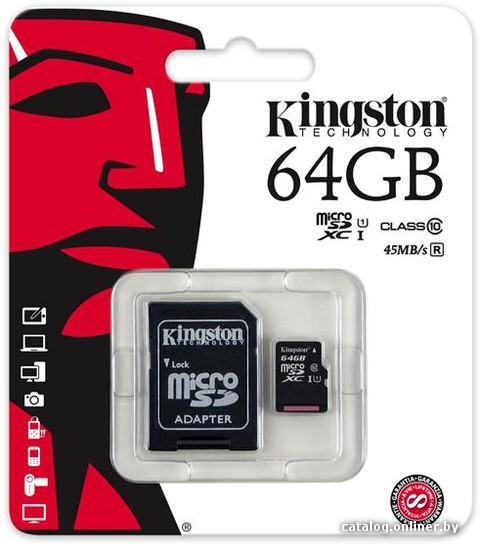 Карта памяти KingStone Canvas Select microSDXC 64GB + SD адаптер