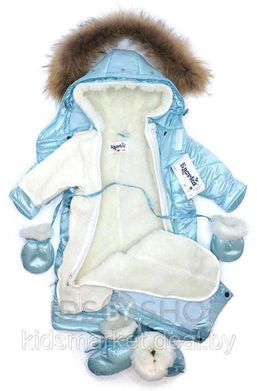 Детский комбинезон-трансформер 3 в 1 с съемной меховой подкладкой Рафаэль голубой (осень-зима-весна) - фото 4 - id-p128588305