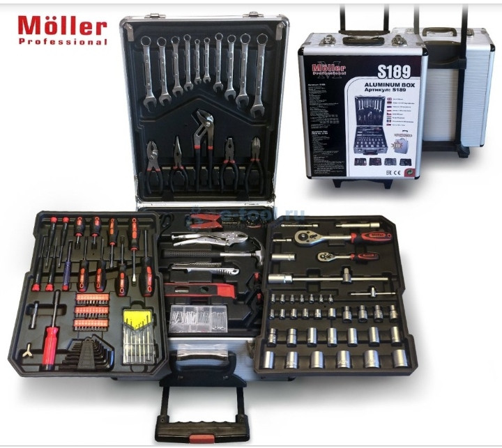 Большой Набор инструментов ключей Moller 189 предметов ключей в чемодане - фото 2 - id-p128598332
