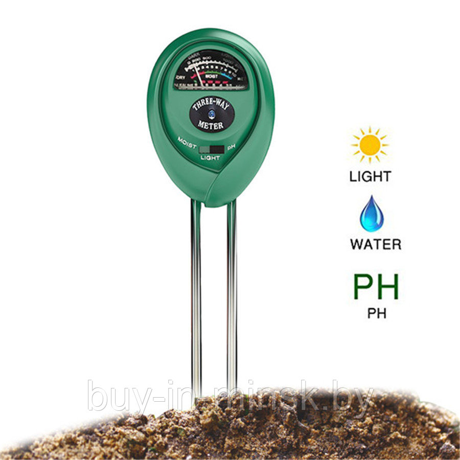 Измеритель кислотности, влажности, освещенности почвы . Анализатор почвы 3 в 1 Green Helper PH 200 - фото 4 - id-p128600376