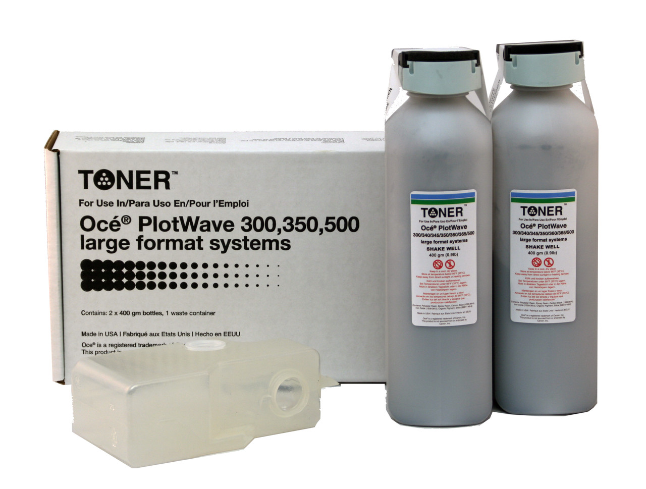 Тонер Oce PlotWave 300/ 340/ 345/ 350/ 360/ 365/ 500 (Raven) 2x400g + waste box (KOCTC005BCMRV)