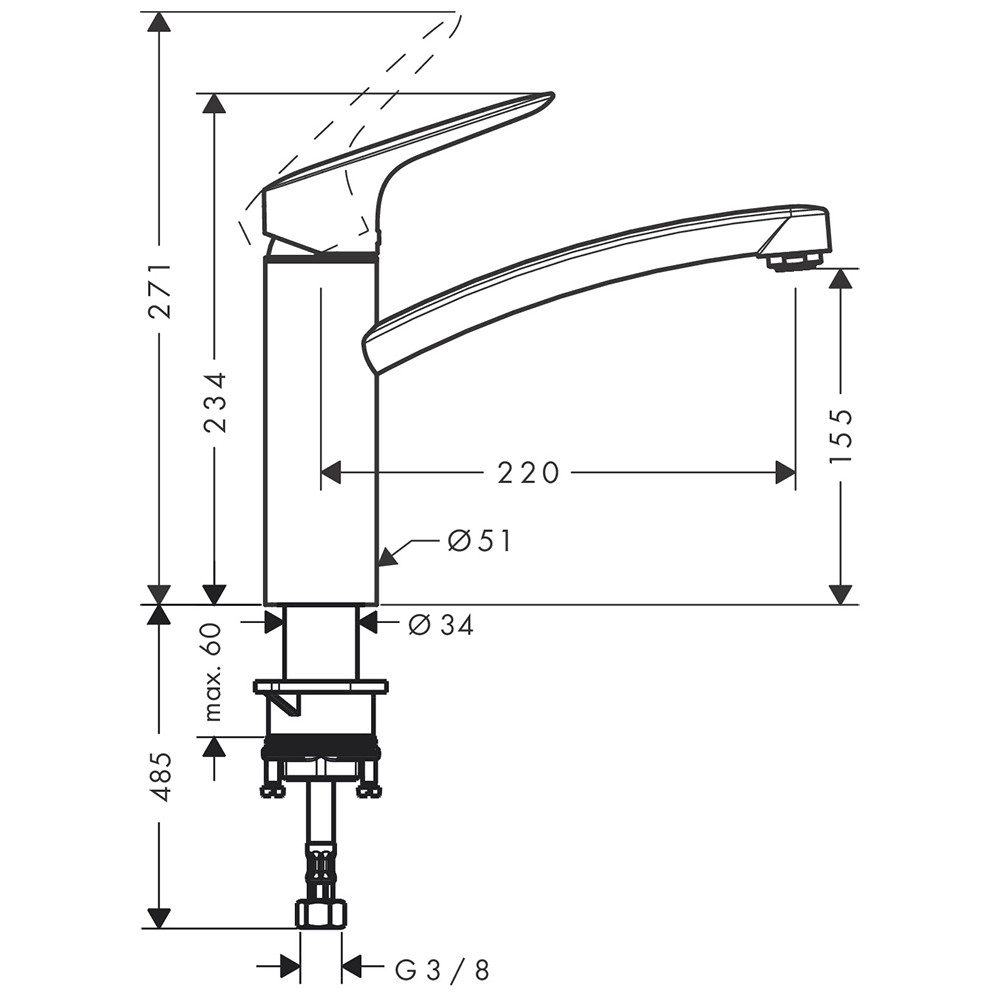 Смеситель для кухонной мойки Hansgrohe Logis M31 71832000 - фото 2 - id-p128635015