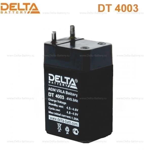 Аккумулятор Delta DT 4003 4В 0.3Ач (герметизированная свинцово-кислотная аккумуляторная батарея 4V, 0.3Ah) - фото 2 - id-p128646866