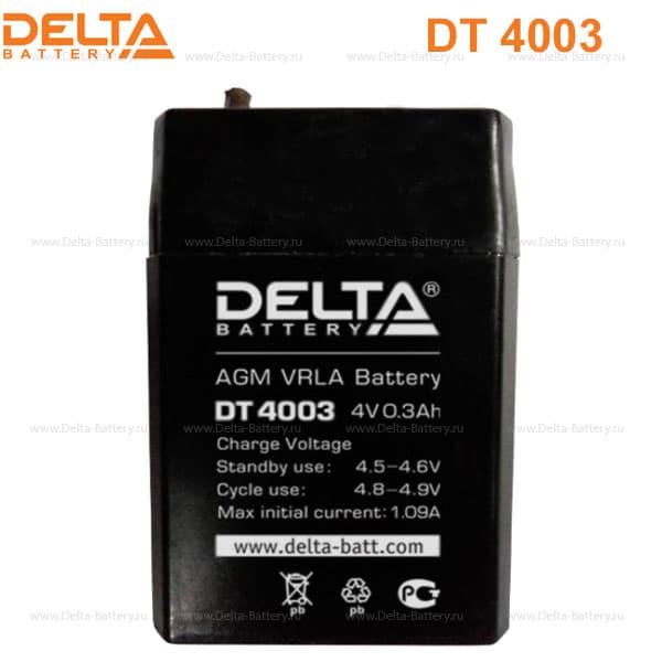 Аккумулятор Delta DT 4003 4В 0.3Ач (герметизированная свинцово-кислотная аккумуляторная батарея 4V, 0.3Ah) - фото 3 - id-p128646866