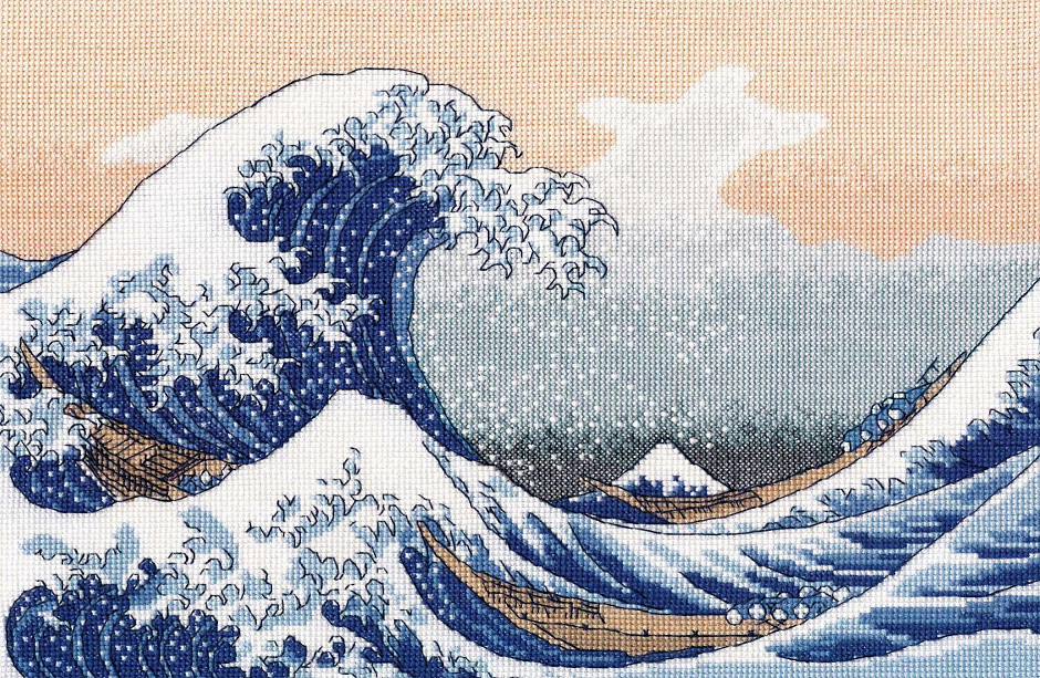 Набор для вышивания крестом "Большая волна в Канагаве".
