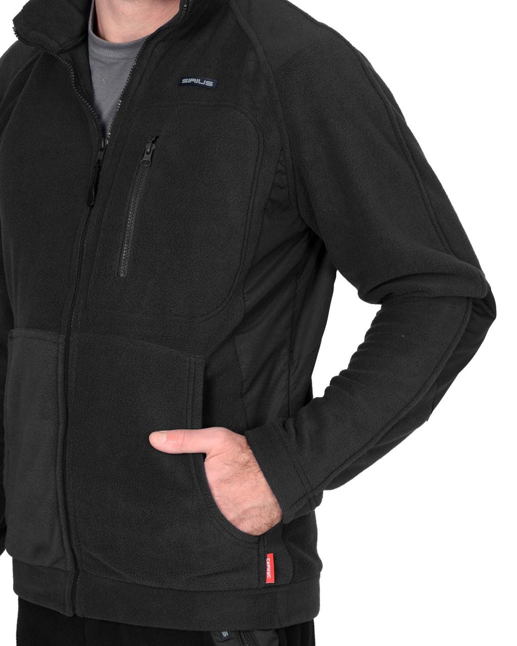 Куртка флисовая "СИРИУС-Актив" черная с черной отделкой - фото 3 - id-p128994583