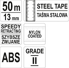 Мерная лента стальная 50мх13мм "Yato" YT-71582, фото 3