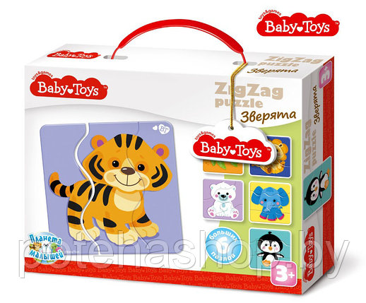 Пазлы макси ЗИГЗАГ "Зверята" BABY TOYS (18 эл), арт. 02501, фото 2