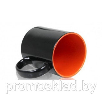 Кружка Хамелеон черная внутри оранжевая для сублимации с изменением цвета, 330 мл