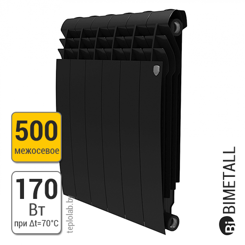 Радиатор биметаллический Royal Thermo BiLiner 500 Noir Sable, чёрный