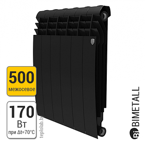 Радиатор биметаллический Royal Thermo BiLiner 500 Noir Sable, чёрный