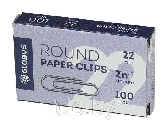 Скрепки 22мм, Globus, 100шт., оцинкованные, карт. упак.
