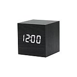 Настольные часы с термометром Куб черного цвета для нанесения логотипа, фото 3
