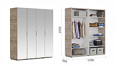 Шкаф Джулия 4 двери - 4 зеркала (Крафт серый/белый глянец) фабрика Империал, фото 2