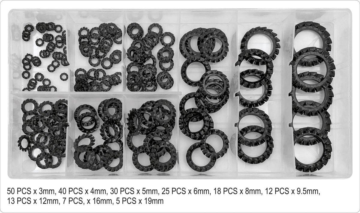 Набор шайб стопорных многолапчатых 200 шт, YATO