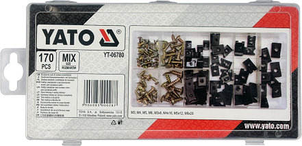 Набор саморезов и металлических клипс для кузовных работ, 170шт, YATO, фото 2