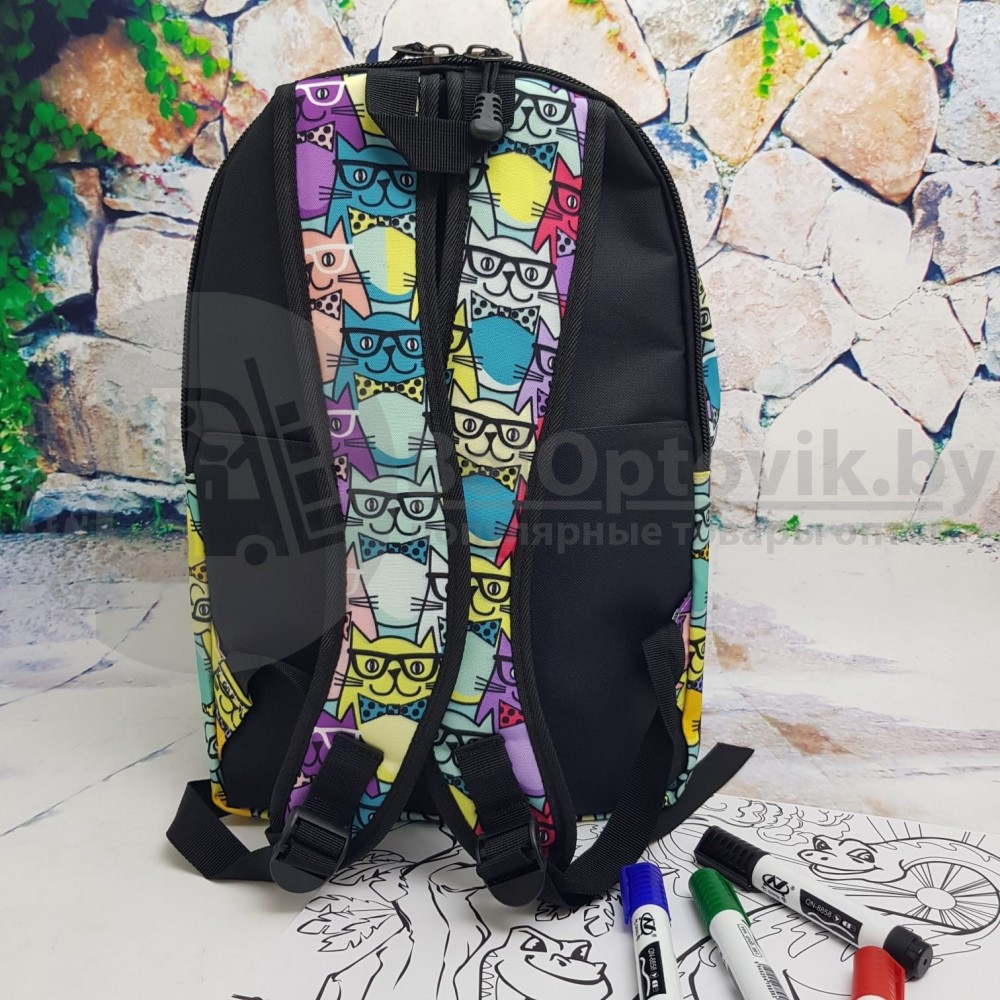 Рюкзак молодежный (школьный) с принтом. Ткань оксфорд Единорог, розовый - фото 5 - id-p116897714