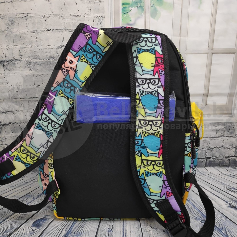 Рюкзак молодежный (школьный) с принтом. Ткань оксфорд Единорог, черный - фото 6 - id-p116897715