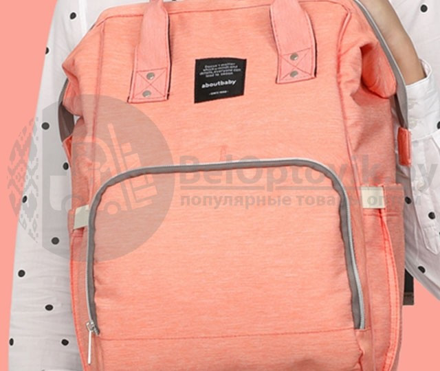 Сумка - рюкзак для мамы Baby Mo с USB / Цветотерапия, качество, стиль Темно серый с карабином и креплением - фото 4 - id-p104922913