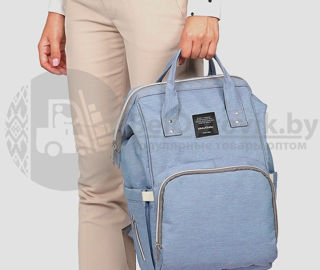 Сумка - рюкзак для мамы Baby Mo с USB / Цветотерапия, качество, стиль Темно серый с карабином и креплением - фото 7 - id-p104922913