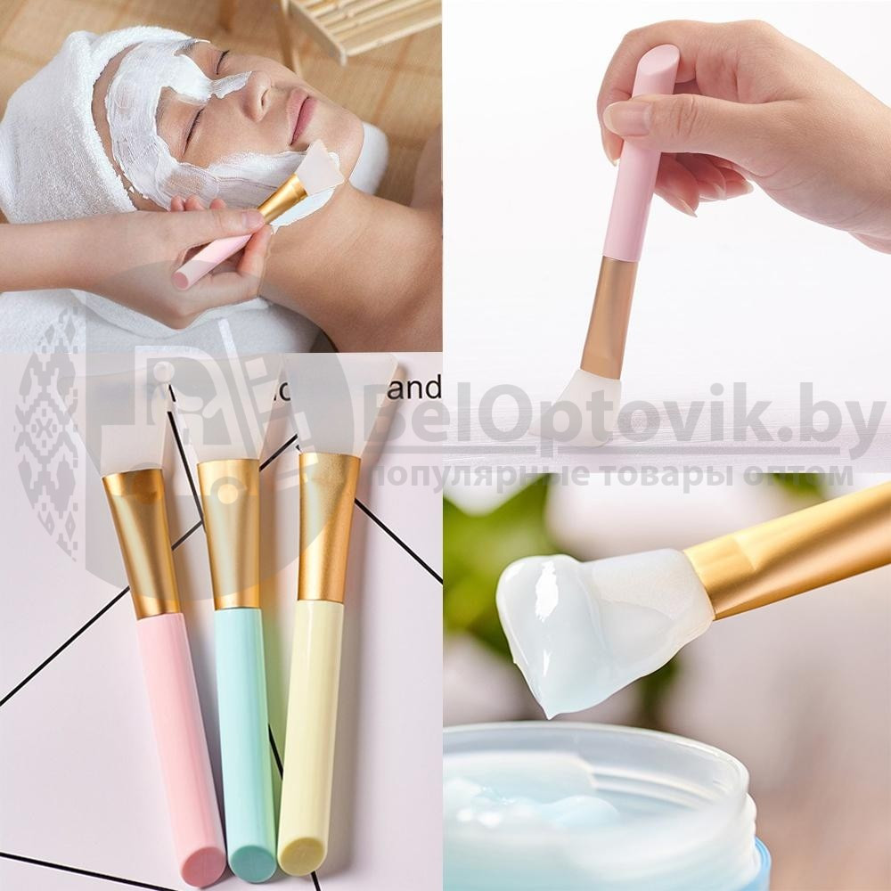 Силиконовая кисть для нанесения масок Silica Gel Mask Brush Розовый цвет - фото 3 - id-p120484381