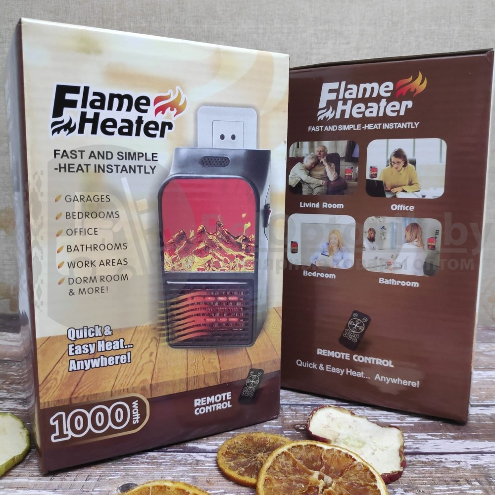 Мини обогреватель Камин Flame Heater (Handy Heater) с пультом управления, 1 000 Вт - фото 6 - id-p111554532