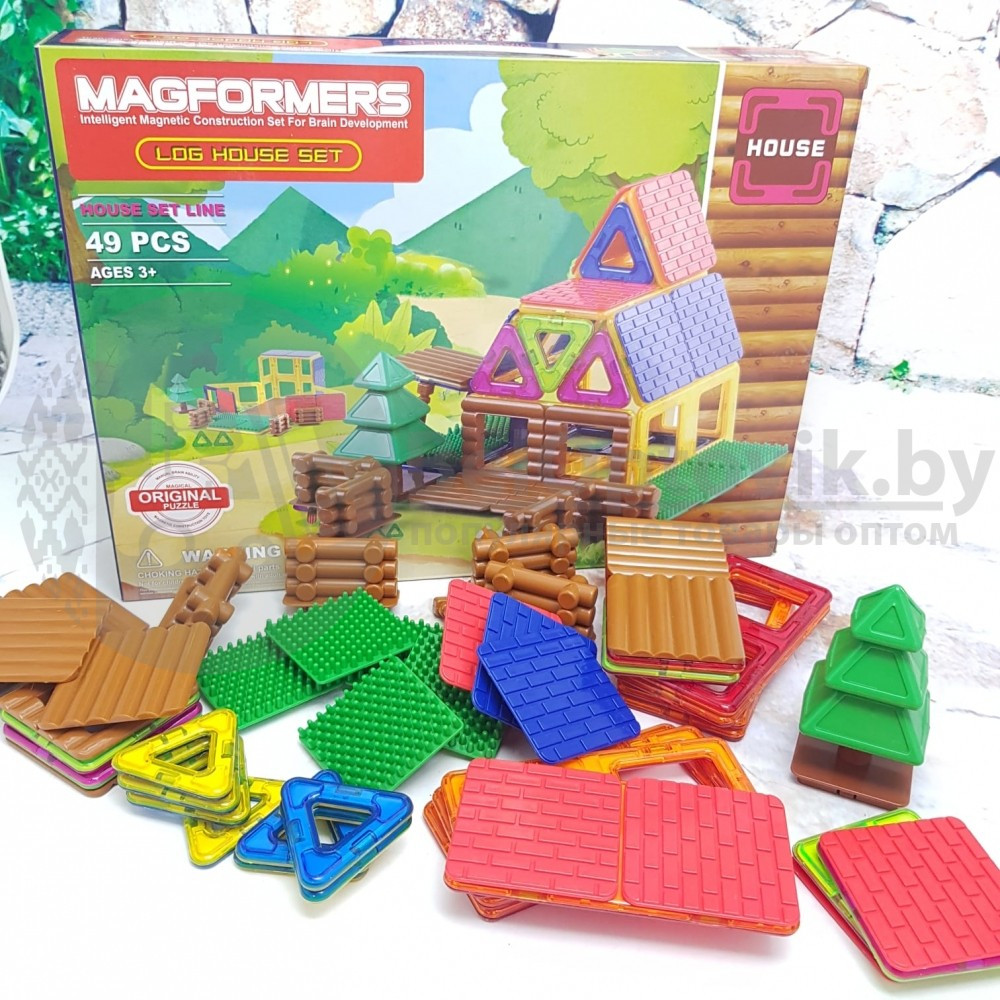 Магнитный конструктор Magformers Log House Set Бревенчатый дом (Original), 49 деталей - фото 6 - id-p118024316