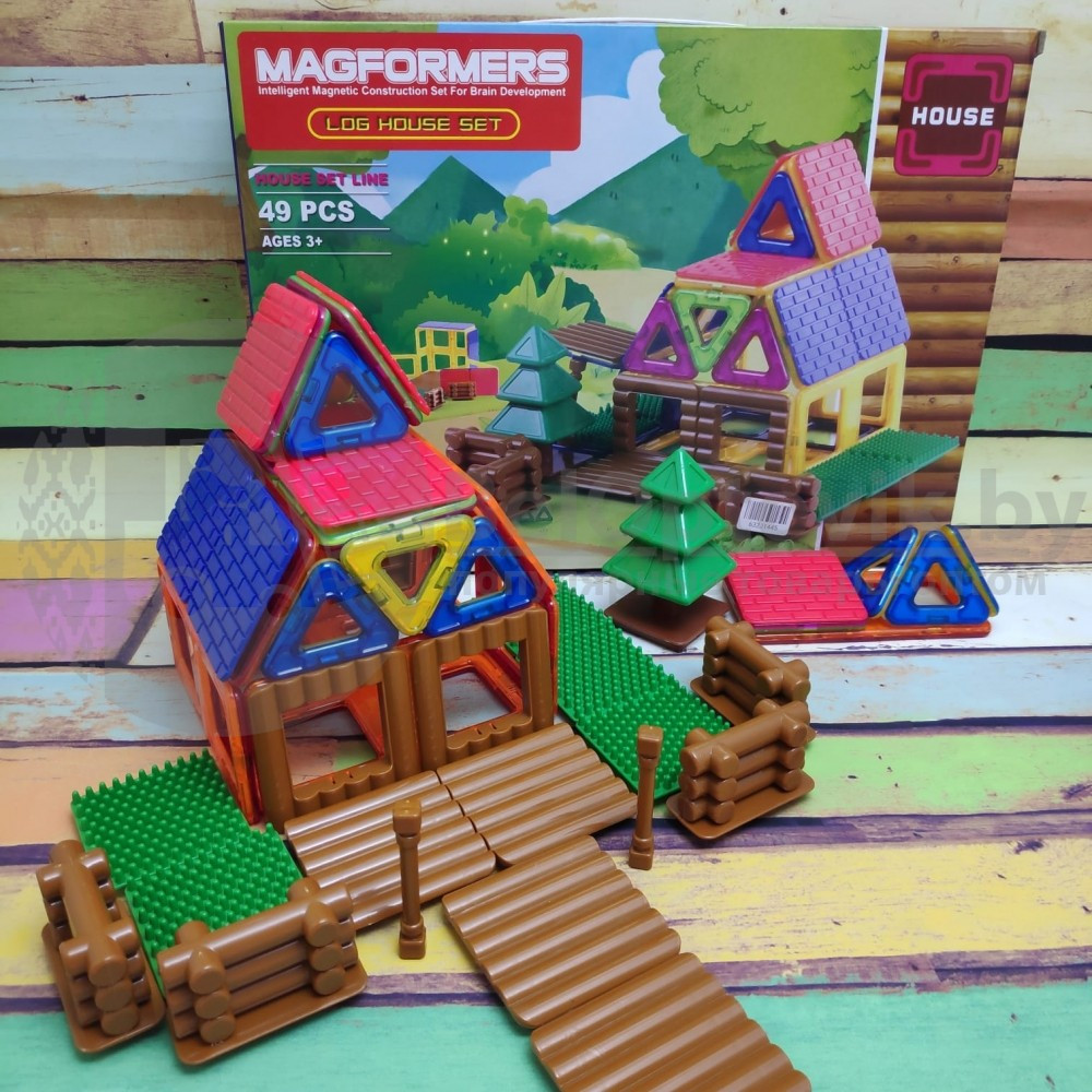 Магнитный конструктор Magformers Log House Set Бревенчатый дом (Original), 49 деталей - фото 7 - id-p118024316