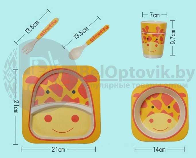 Детская посуда из бамбука из 5 предметов (набор) Bamboo Ware Kids Set. Выбери своего зверька Совушка - фото 3 - id-p100726711