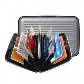 Кардхолдер (визитница) Security Wallet Card Wallet с RFID защитой банковских карт от интернет-мошенников Серебро