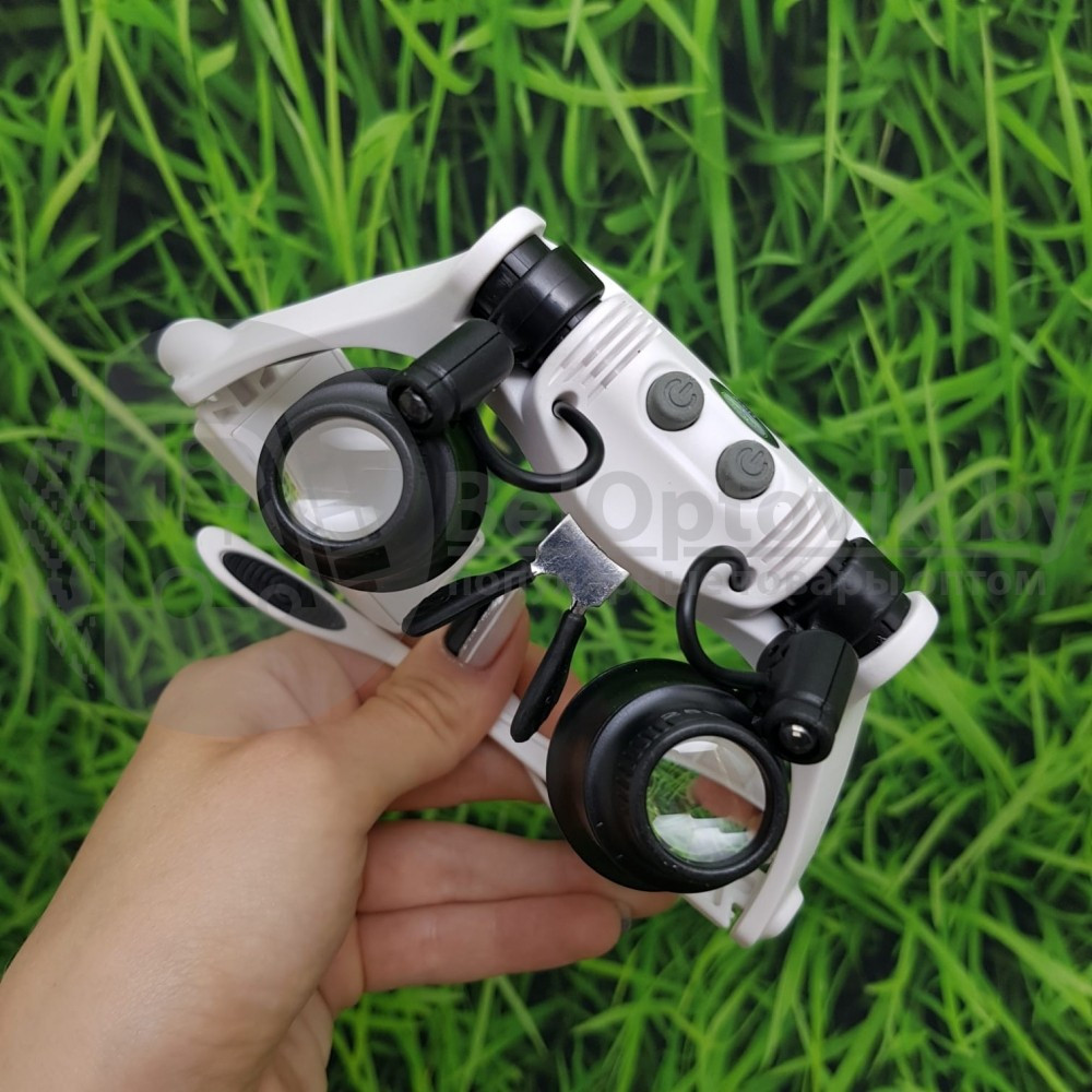 Лупа-очки налобная бинокулярная 10x15x20x25x с подсветкой (2 LED) Watch Repair Magnifier Upgraded Version - фото 6 - id-p99644621