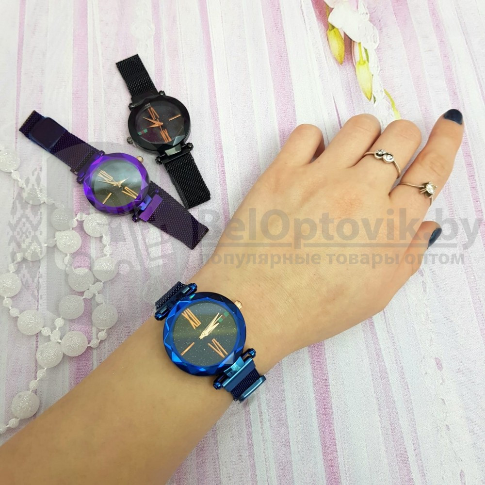 Стильные женские часы Hannah Martin на магнитном ремешке Ультрамарин - фото 3 - id-p95802380