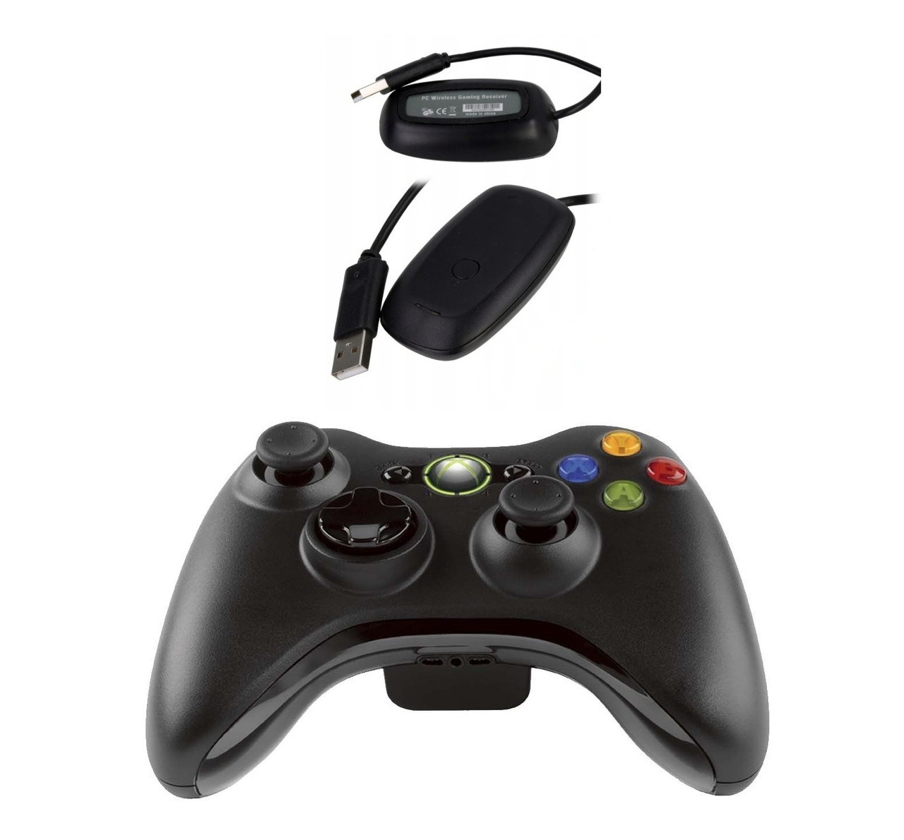 Джойстик Xbox 360 беспроводной для Windows с ресивером копия оригинала  (черный)