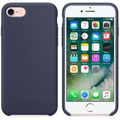 Силиконовый чехол темно-синий для Apple iPhone SE (2020) - фото 1 - id-p129537970